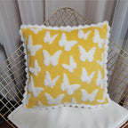 Plush cushion cover with butterfly pattern