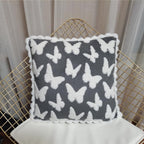 Plush cushion cover with butterfly pattern