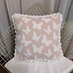 Plush cushion cover with butterfly pattern