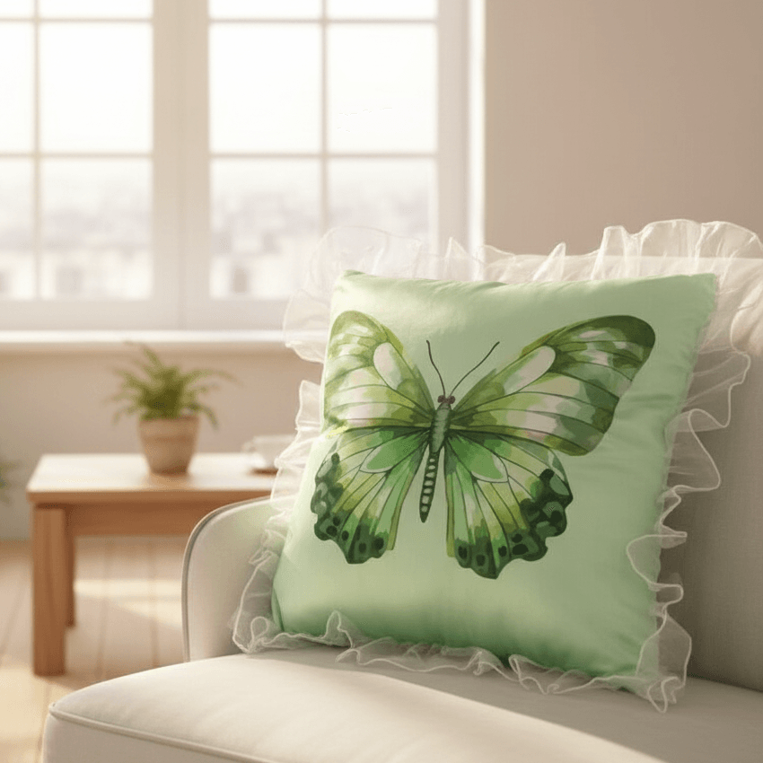 Printed butterfly cushion cover