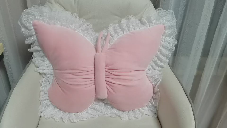 Velvet butterfly with lace trim
